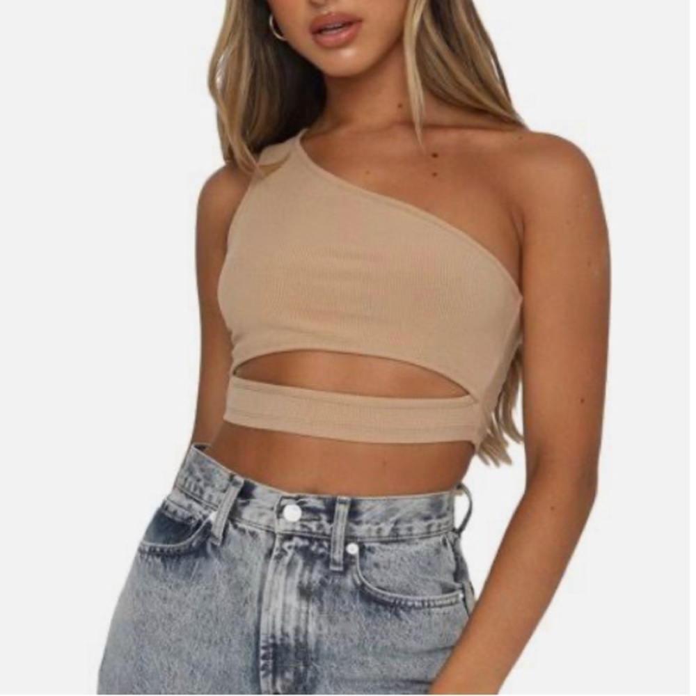 Binpure Women Navel Vest with One Shoulder Design, Hollow Sexy Clothing
